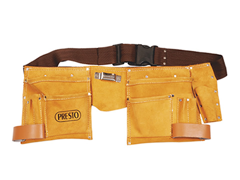 PF5011 : Double Pouch Style, 11 Pockets, Split Leather Carpenters Apron (Economy)
