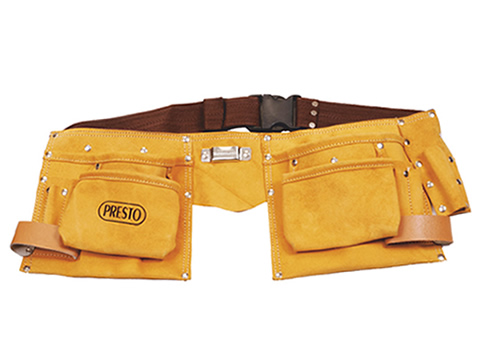 PF5021 : Double Pouch Style, 11 Pockets, Split Leather Carpenters Apron