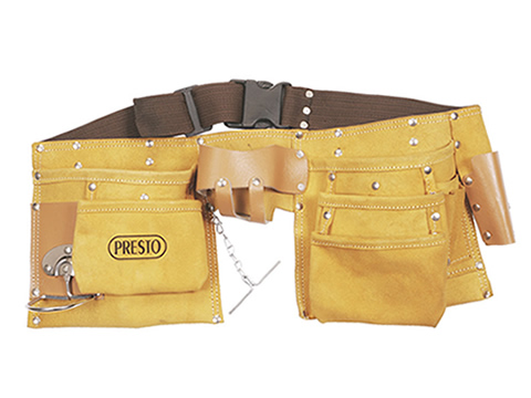 PF5031 : Double Pouch Style, 11 Pockets, Split Leather Carpenters Apron
