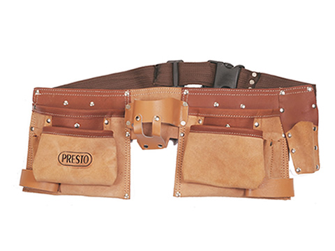 PF5041 : Double Pouch Style, 11 Pockets, Split Leather Carpenters Apron